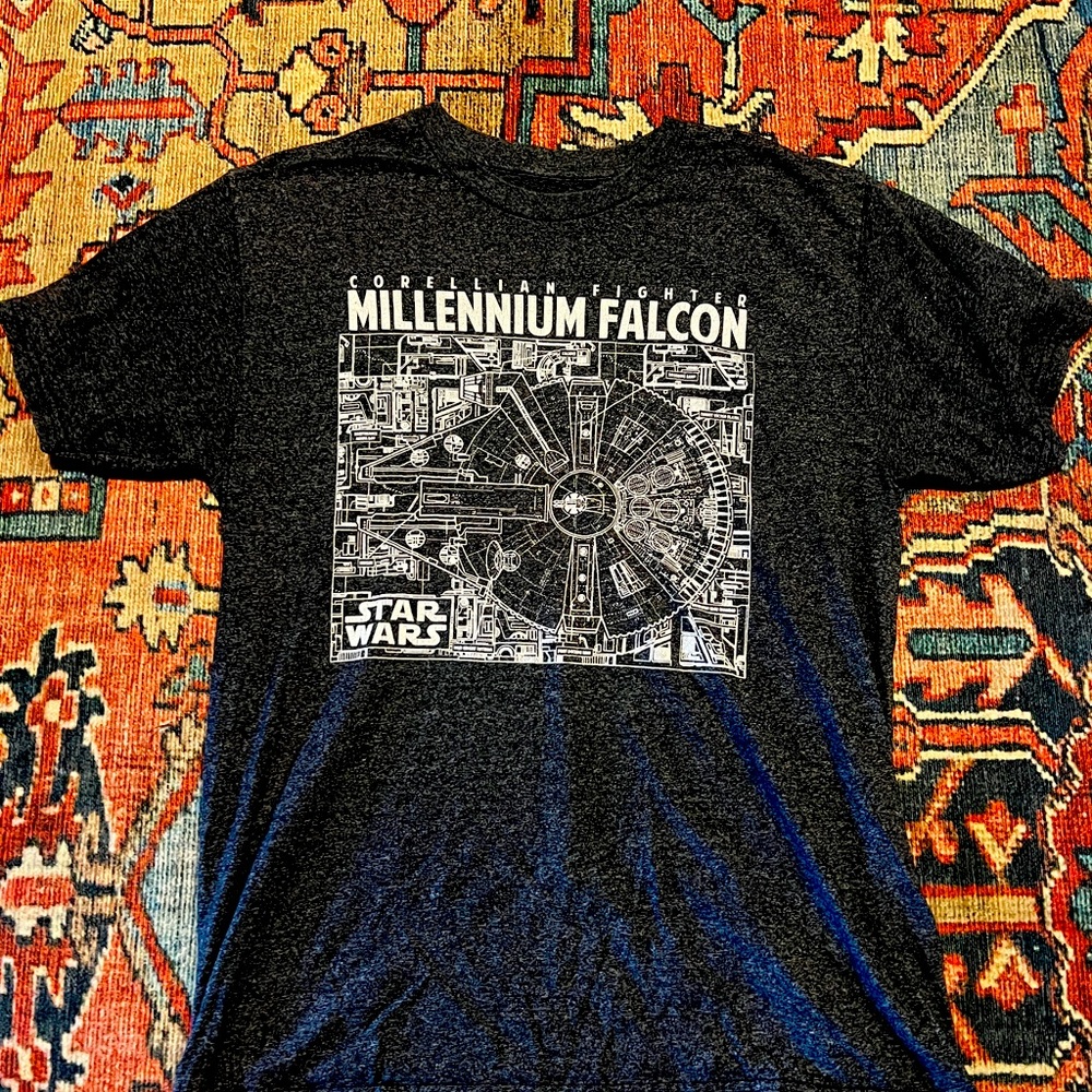 Heather gray Star Wars millennium falcon Han Solo shirt official size M